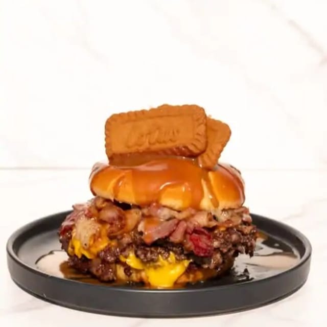 Biscoff Beef Bacon Classic Smash Burger.