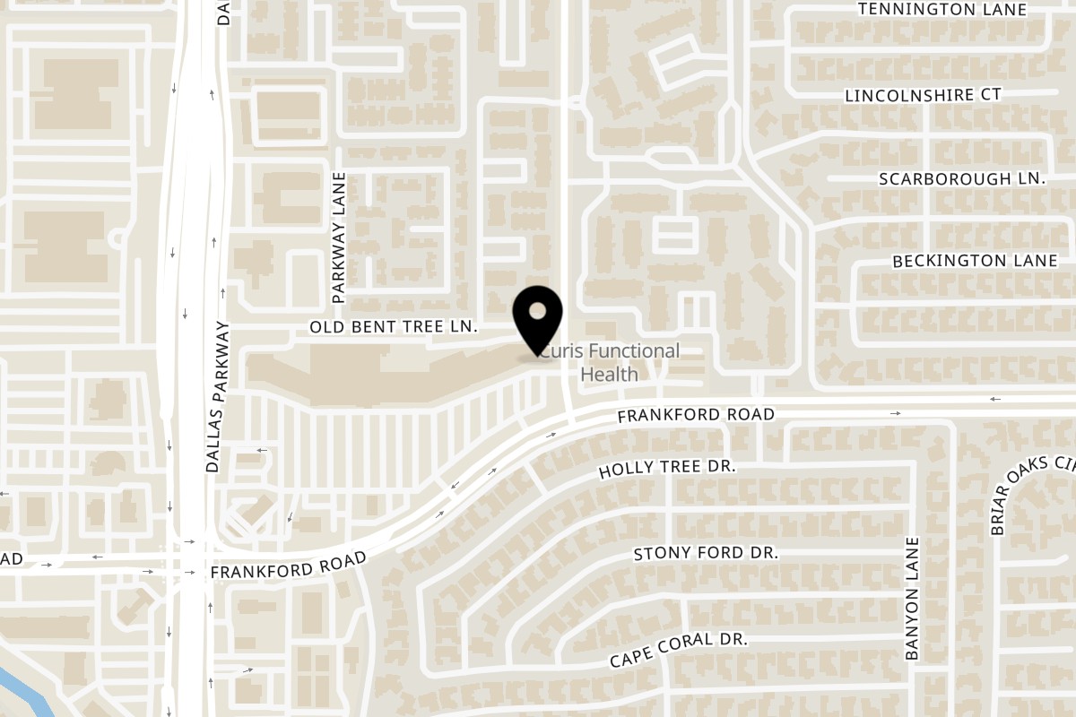 Map showing the location of Juicy Joint Dallas on 4727 Frankford Rd Ste 405 in Dallas